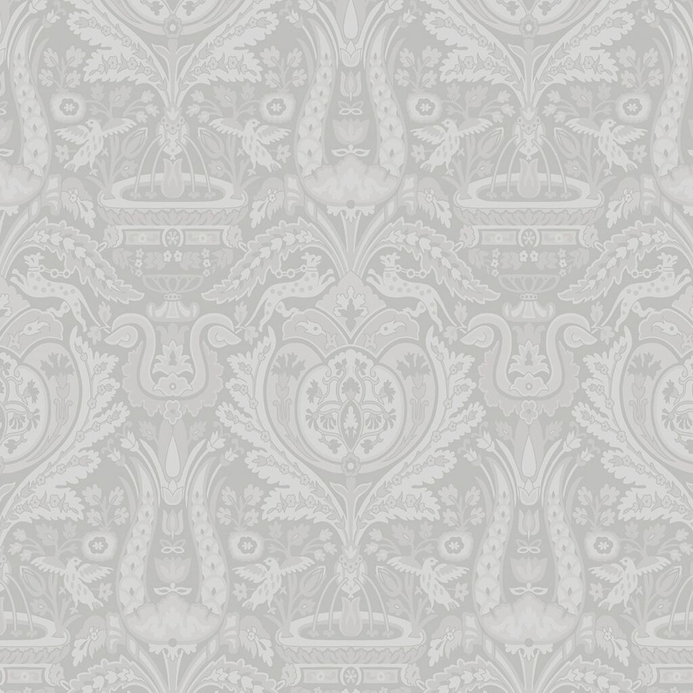 Heraldic Damask Slate Gray Wallpaper