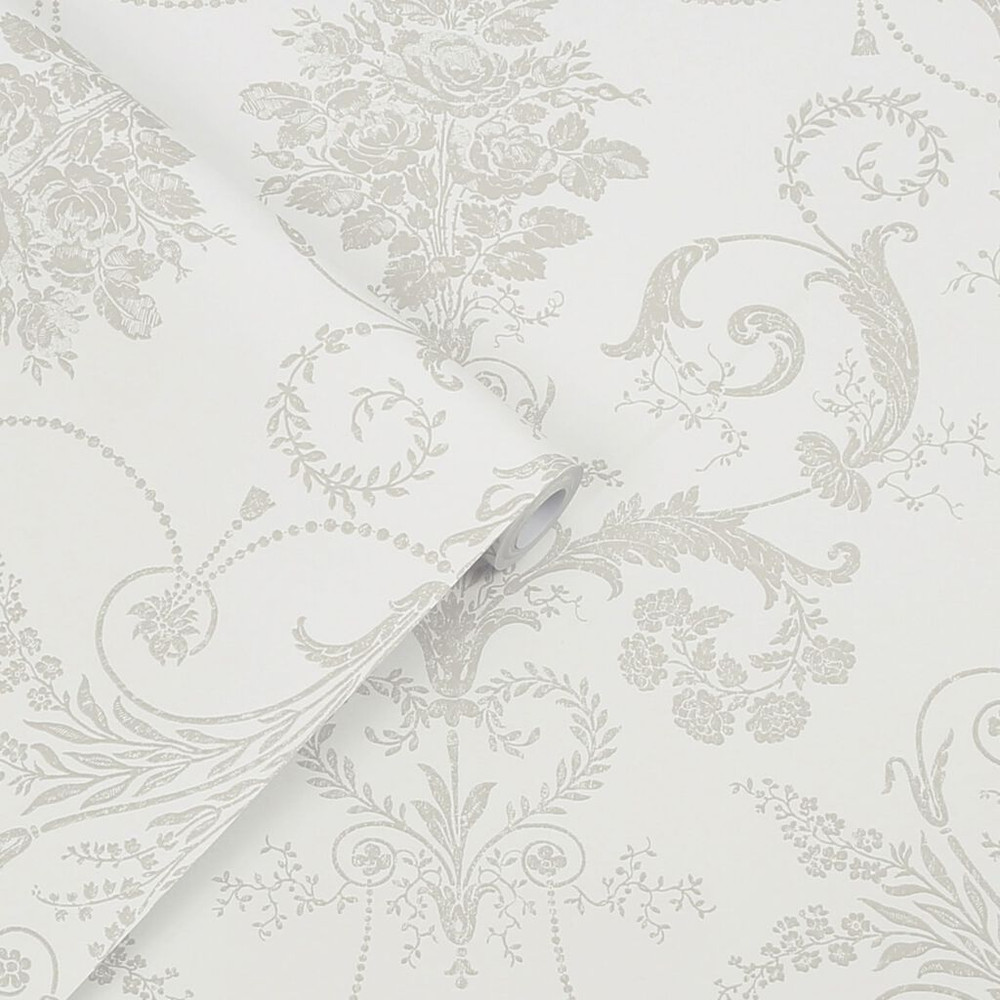 Laura Ashley Josette Dove Grey & White Wallpaper