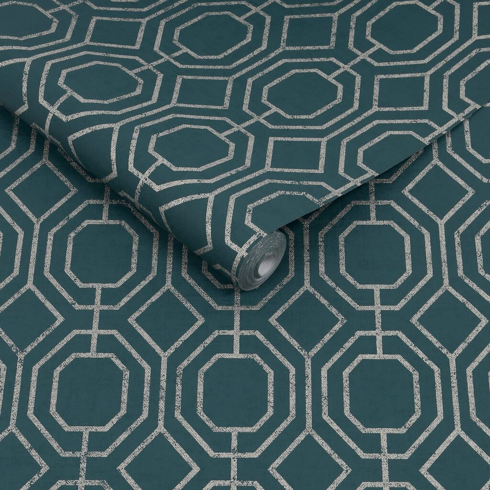 luxe geo teal wallpaper