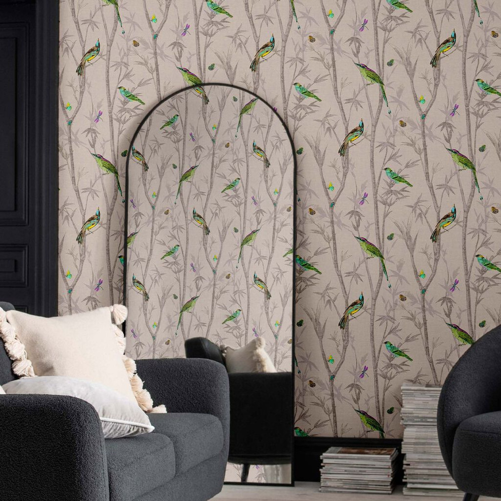 Next Chinoiserie Bird Trail Natural Wallpaper