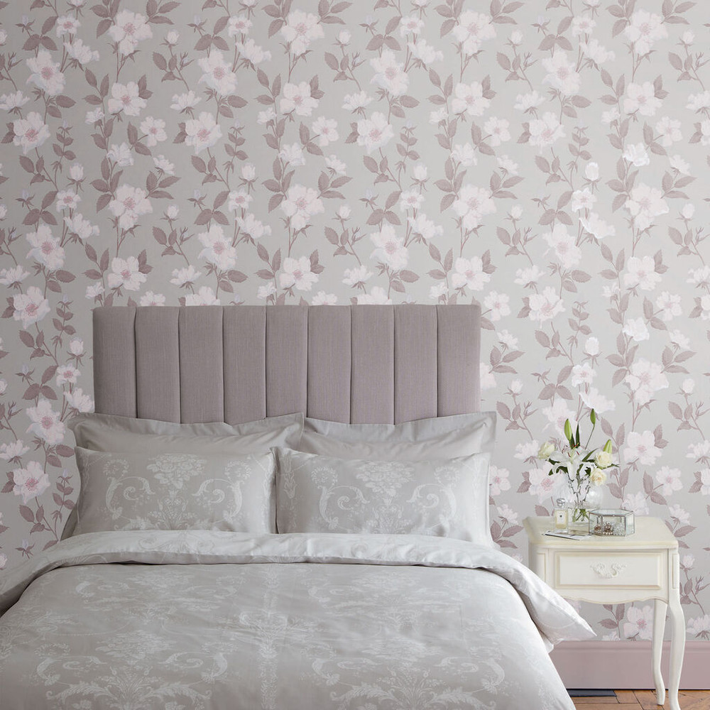 laura ashley fleurir sugared violet wallpaper