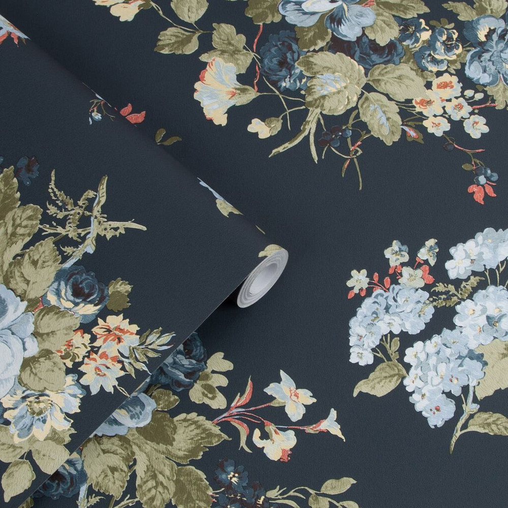 laura ashley rosemore midnight seaspray wallpaper