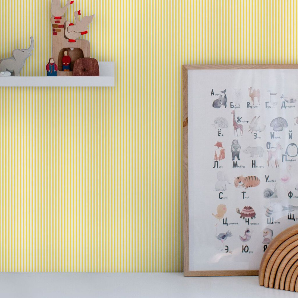 joules country critters ticking stripe lemon  wallpaper