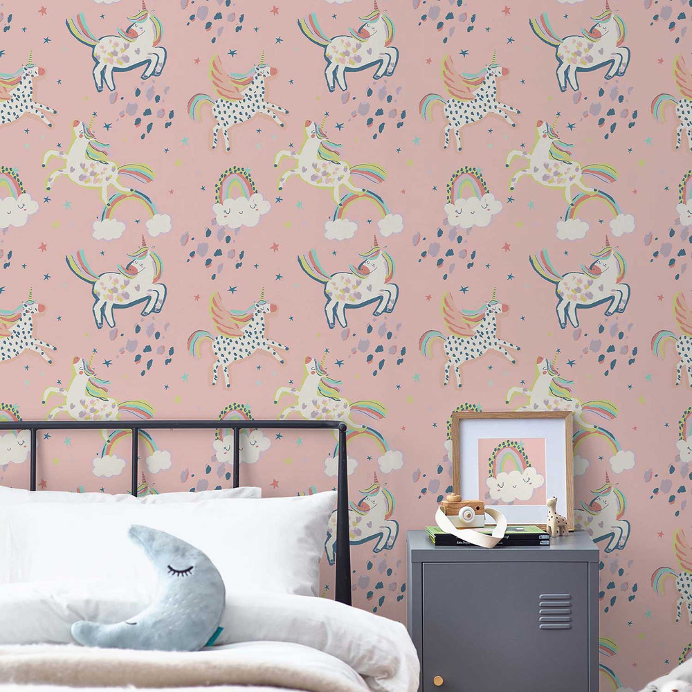 Next Party Unicorn Pink Wallpaper