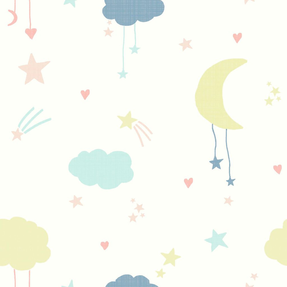 next moon & stars pastel wallpaper