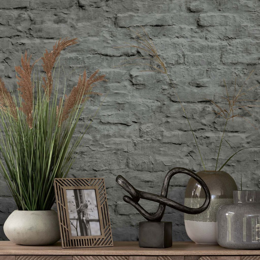 Next Contemporary Brick Grey Wallpaper