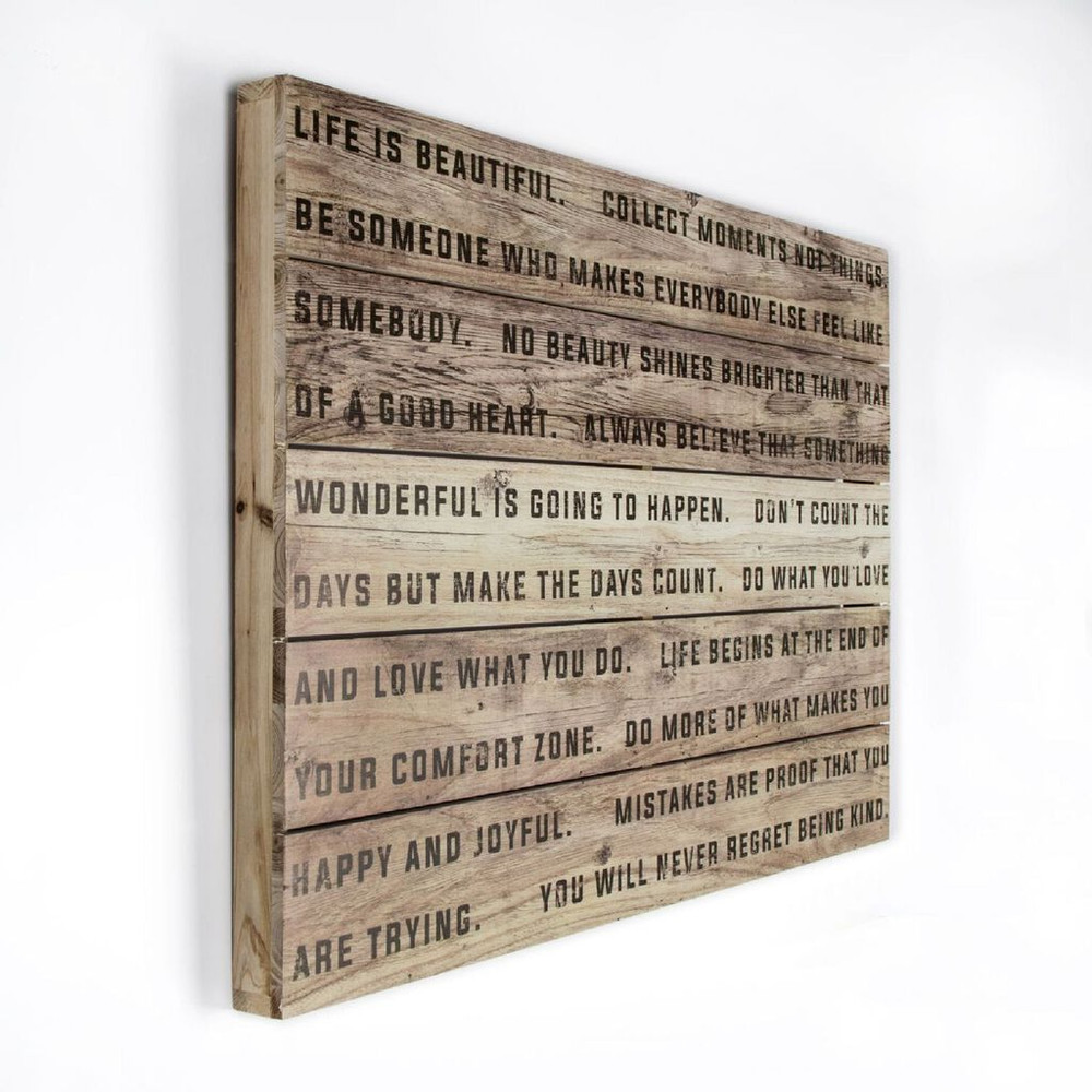 life is beautiful print on wood wall art