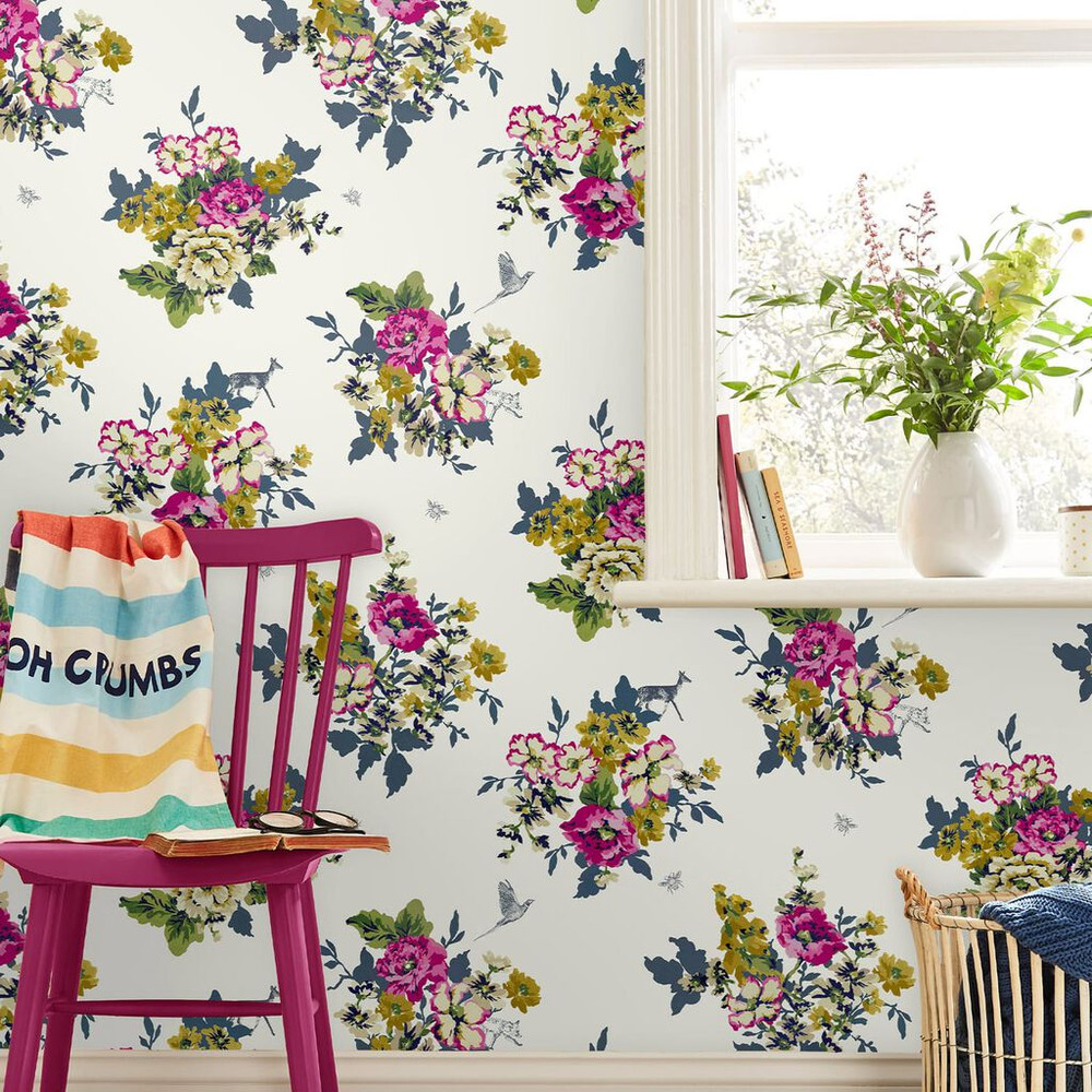 joules floral creme wallpaper