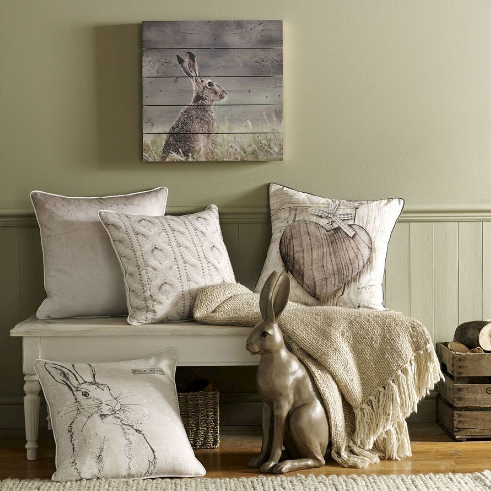 Hare Print On Wood Wall Art