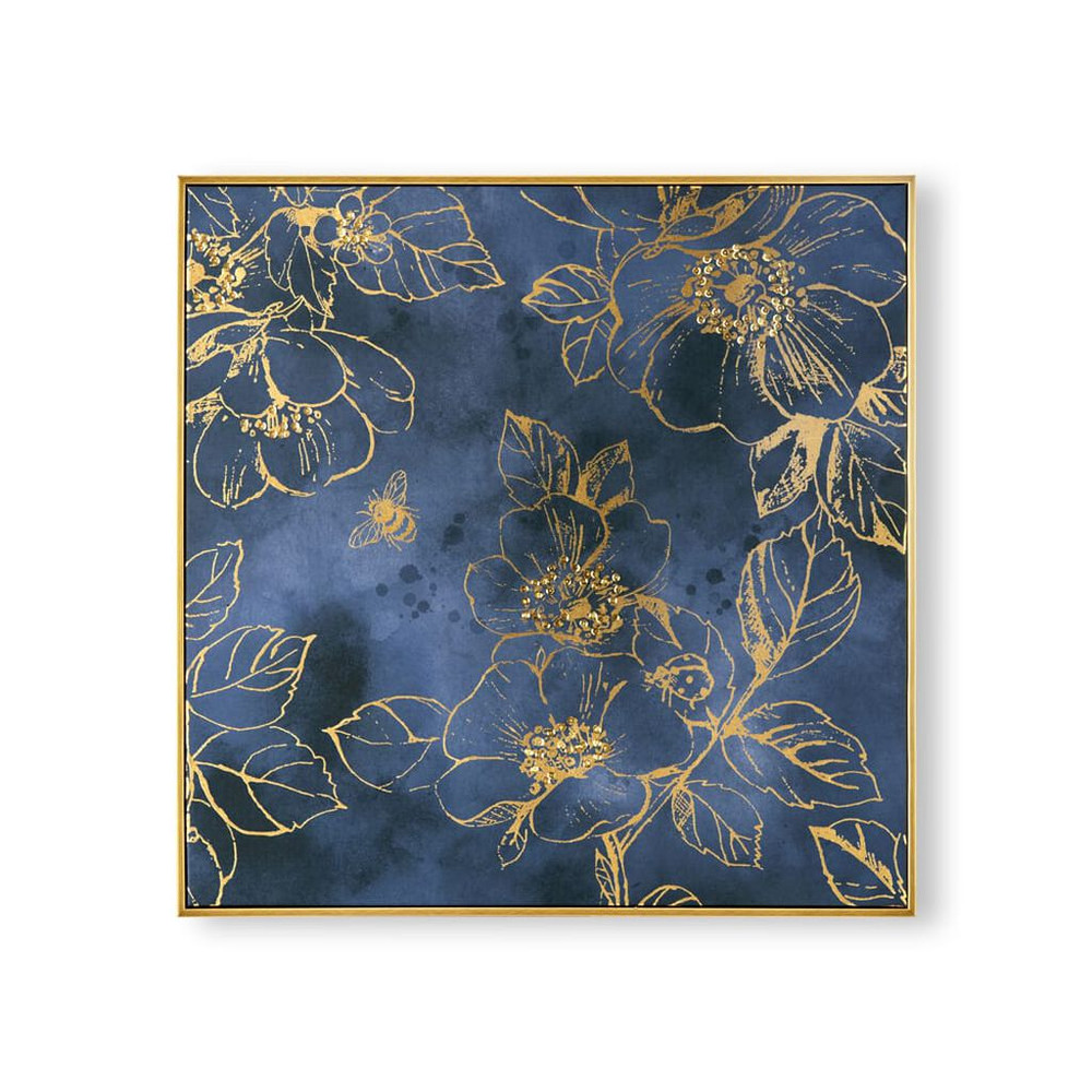 Golden Blooms Framed Canvas