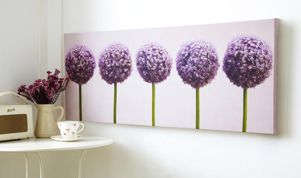 row of alliums printed canvas wall art