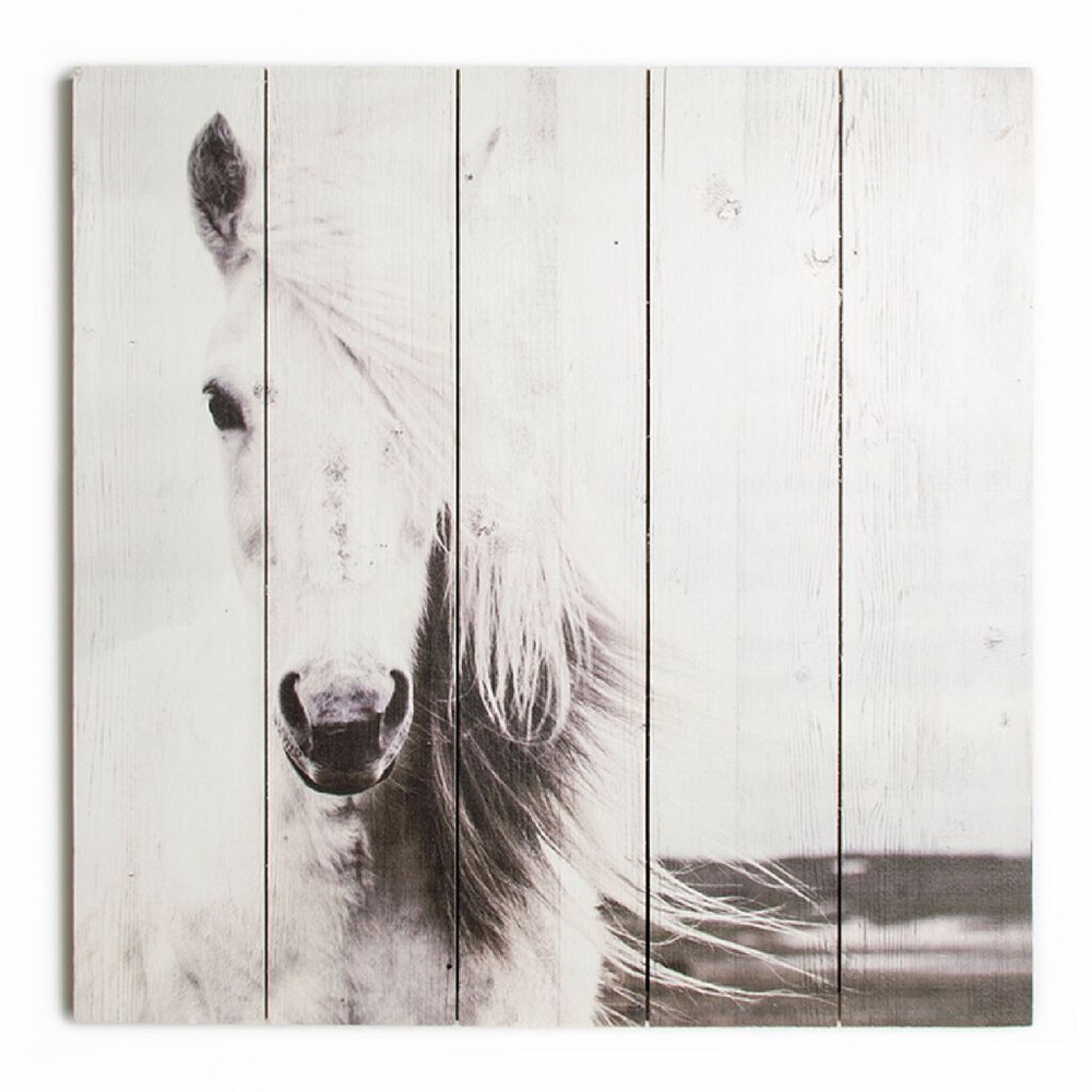 Horse Print On Wood Wall Art