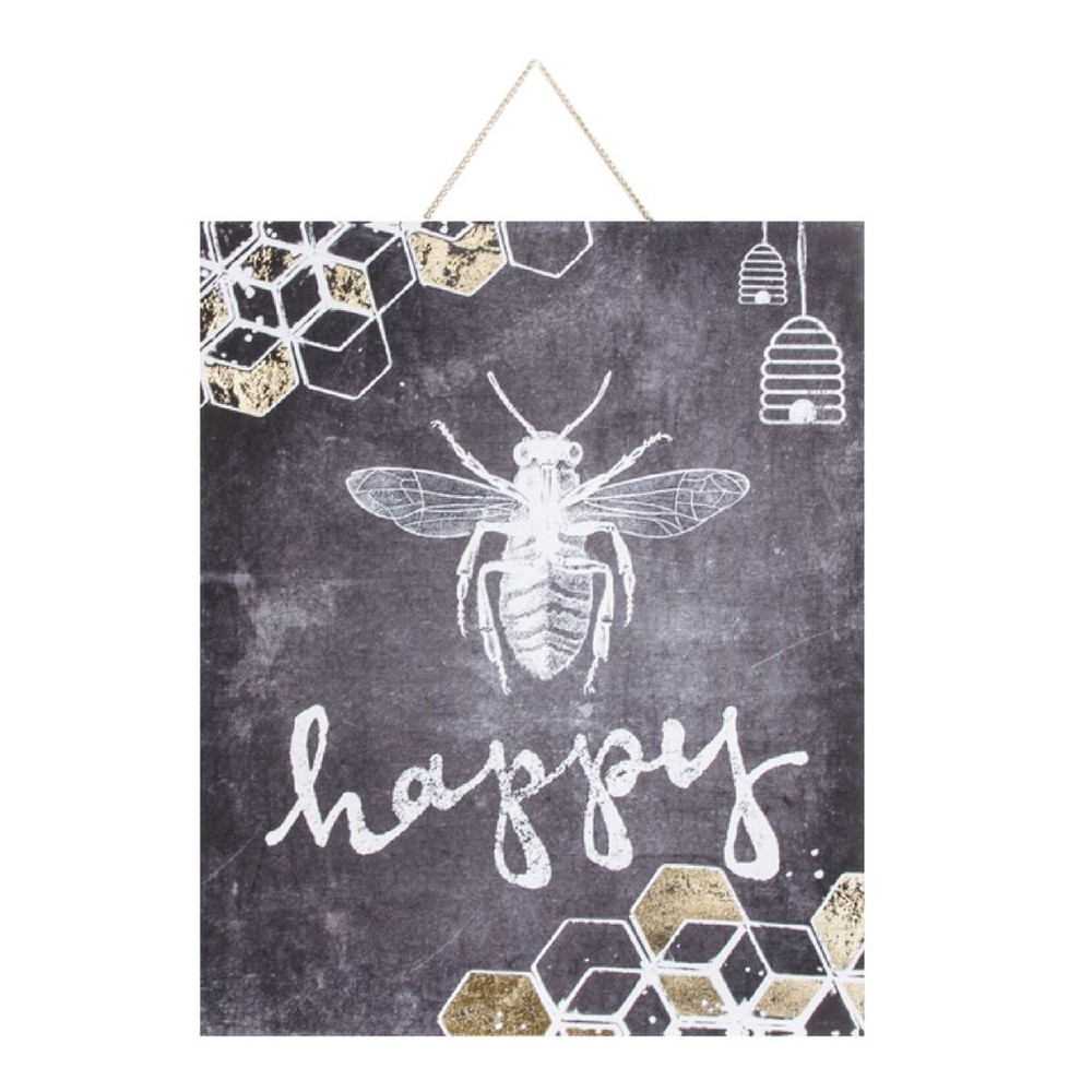 Bee Happy Printed Canvas Wall Art