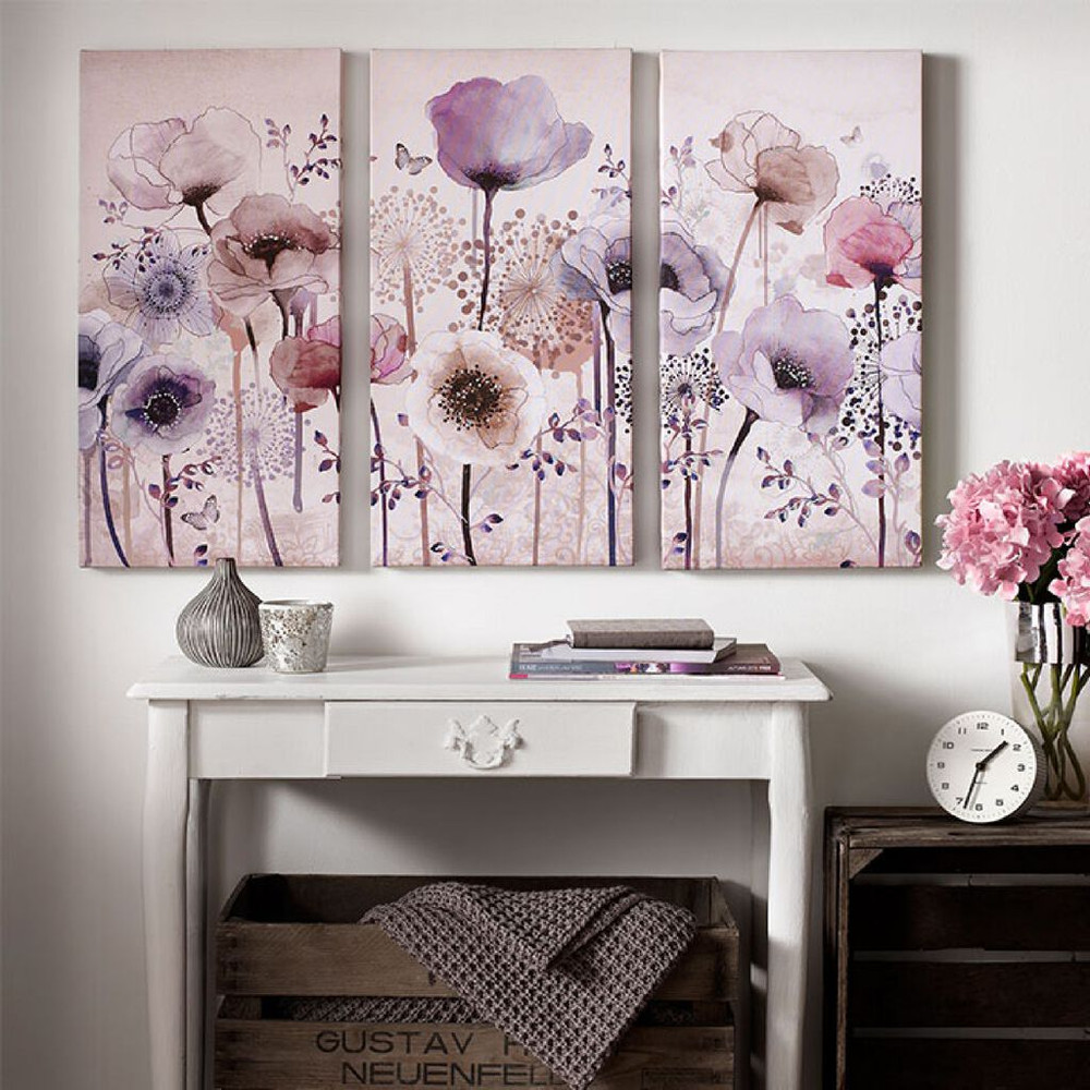 classic poppy trio printed canvas wall art