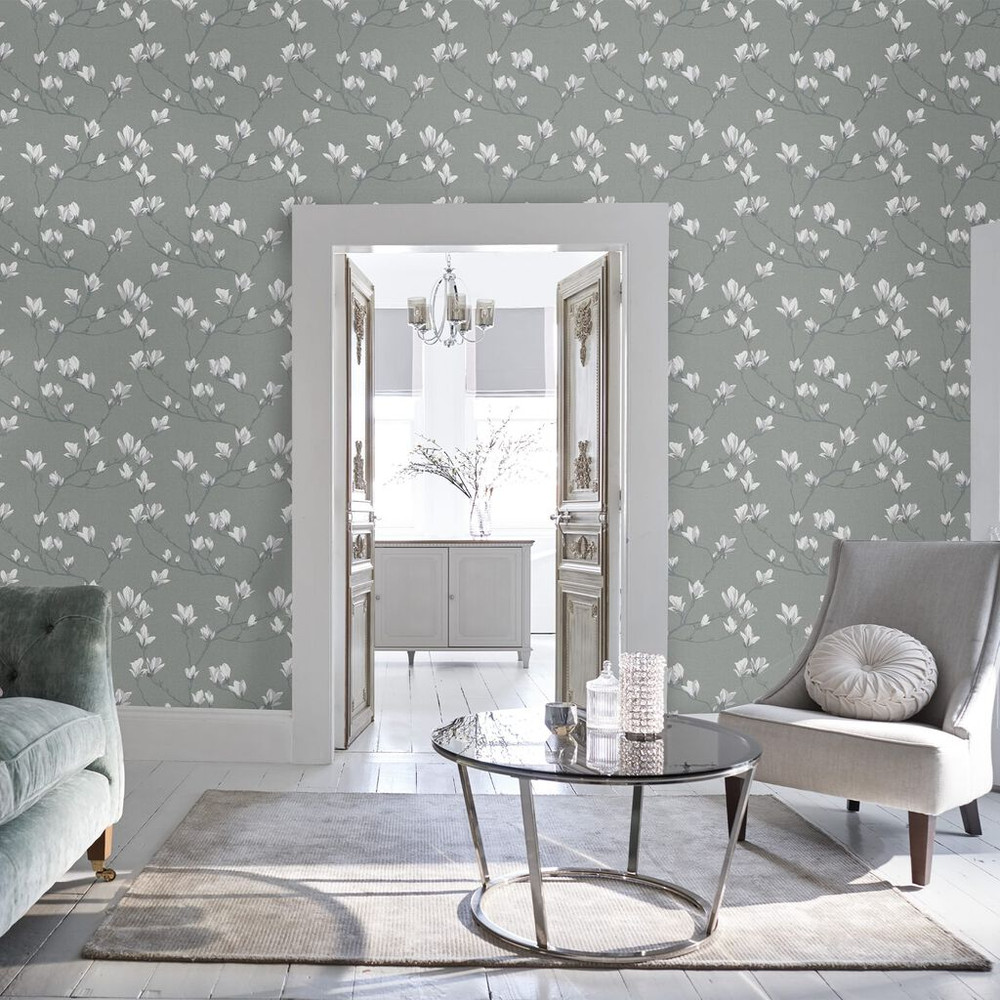 laura ashley magnolia grove slate wallpaper