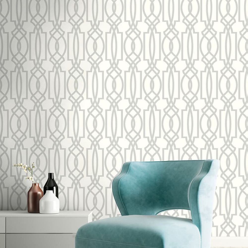 Transform Trellis Silver Wallpaper