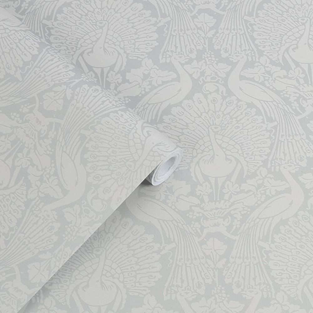 Laura Ashley Peacock Damask Pale Slate Wallpaper