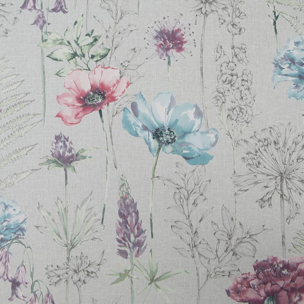 floral sketch grey wallpaper