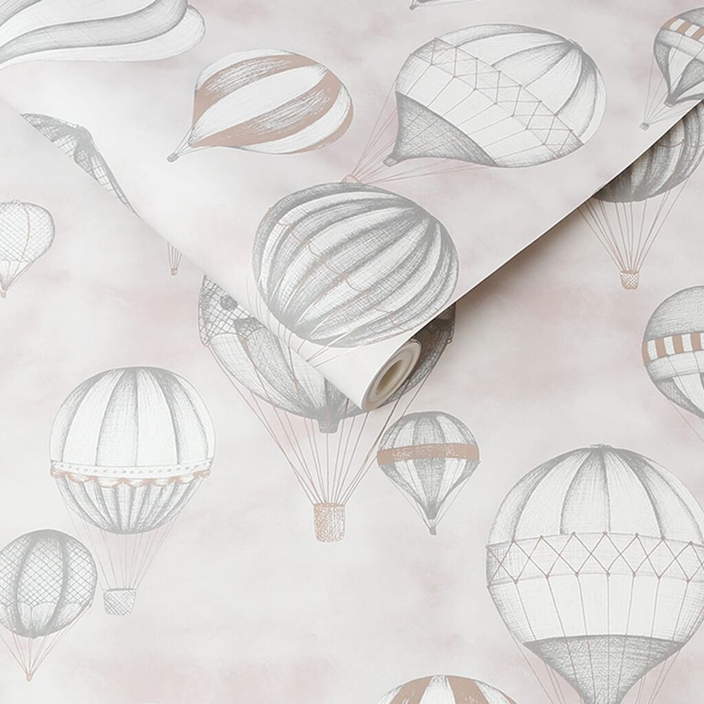 Balloon Fiesta Gray Rose Gold Wallpaper