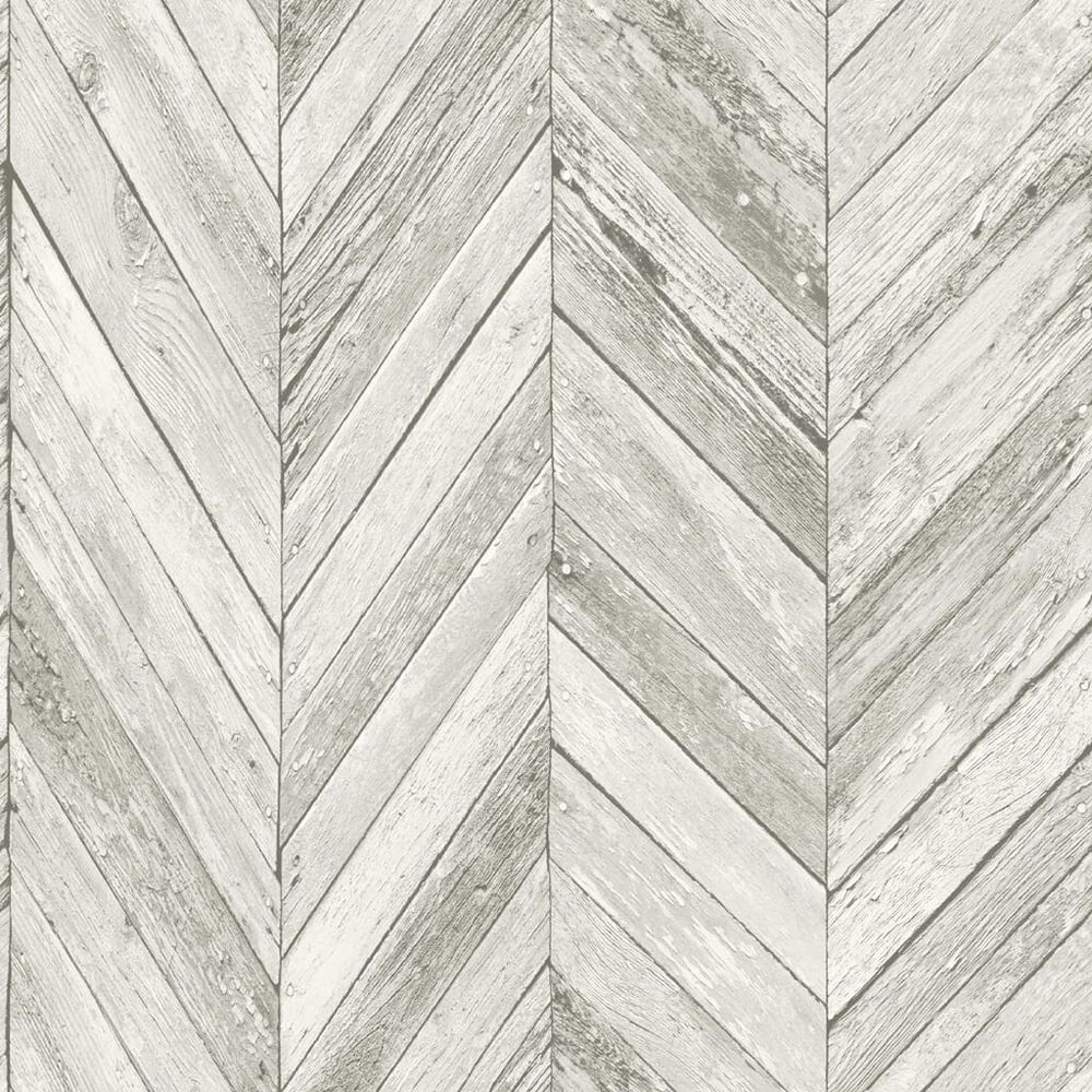 Transform Herringbone Wood Light Gray Wallpaper