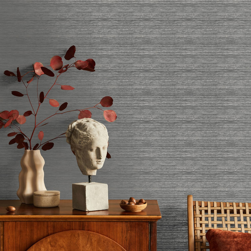 Sisal Texture Dark Grey Wallpaper