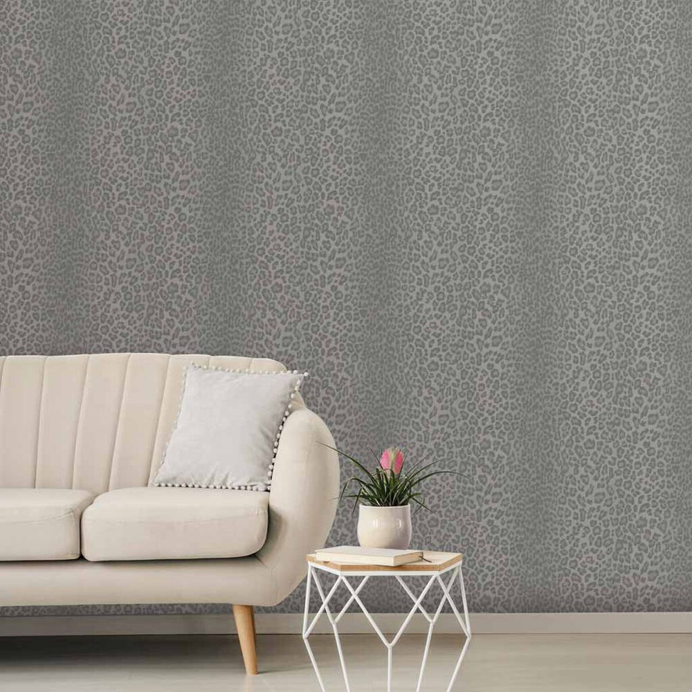 Glamorous Fur Charcoal Wallpaper