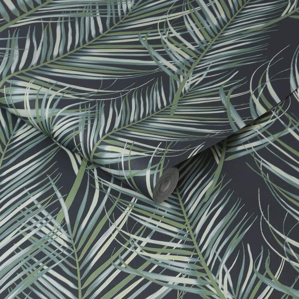 palm leaf green wallpaper