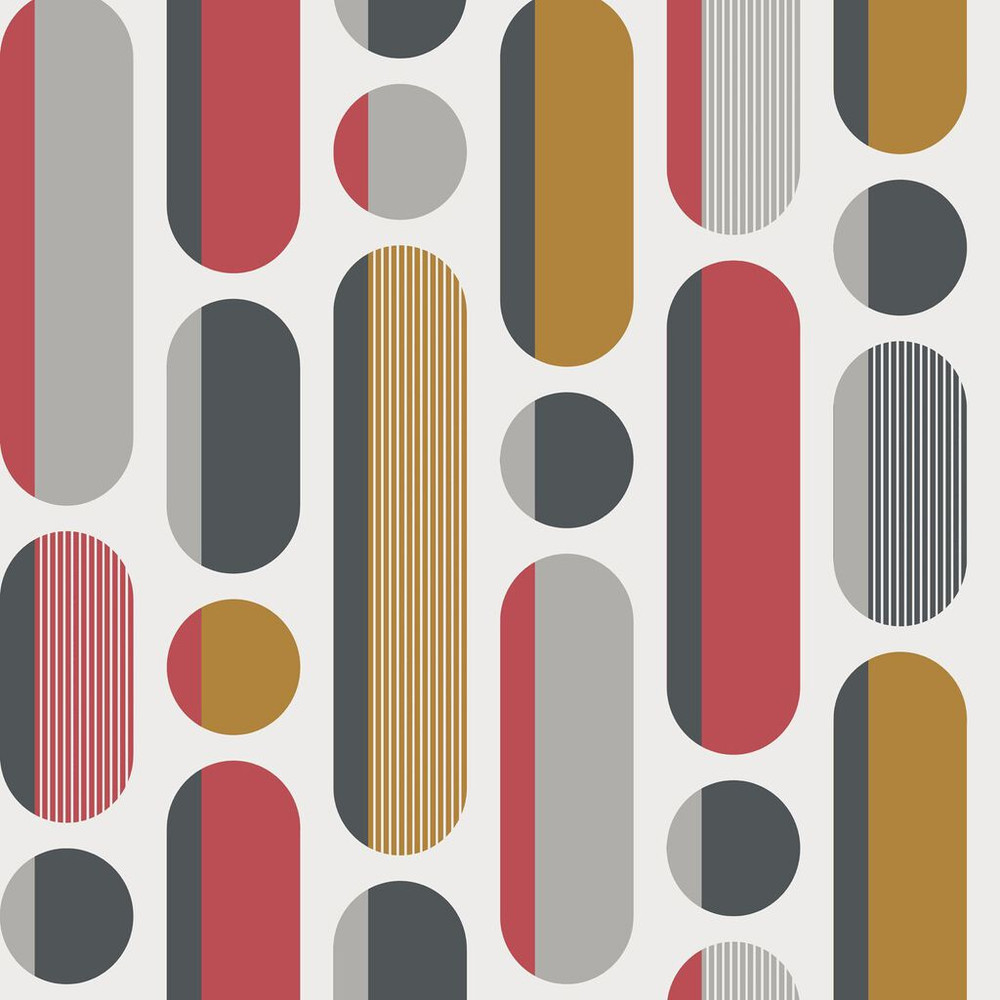 Morse Red & Gray & Mustard Wallpaper