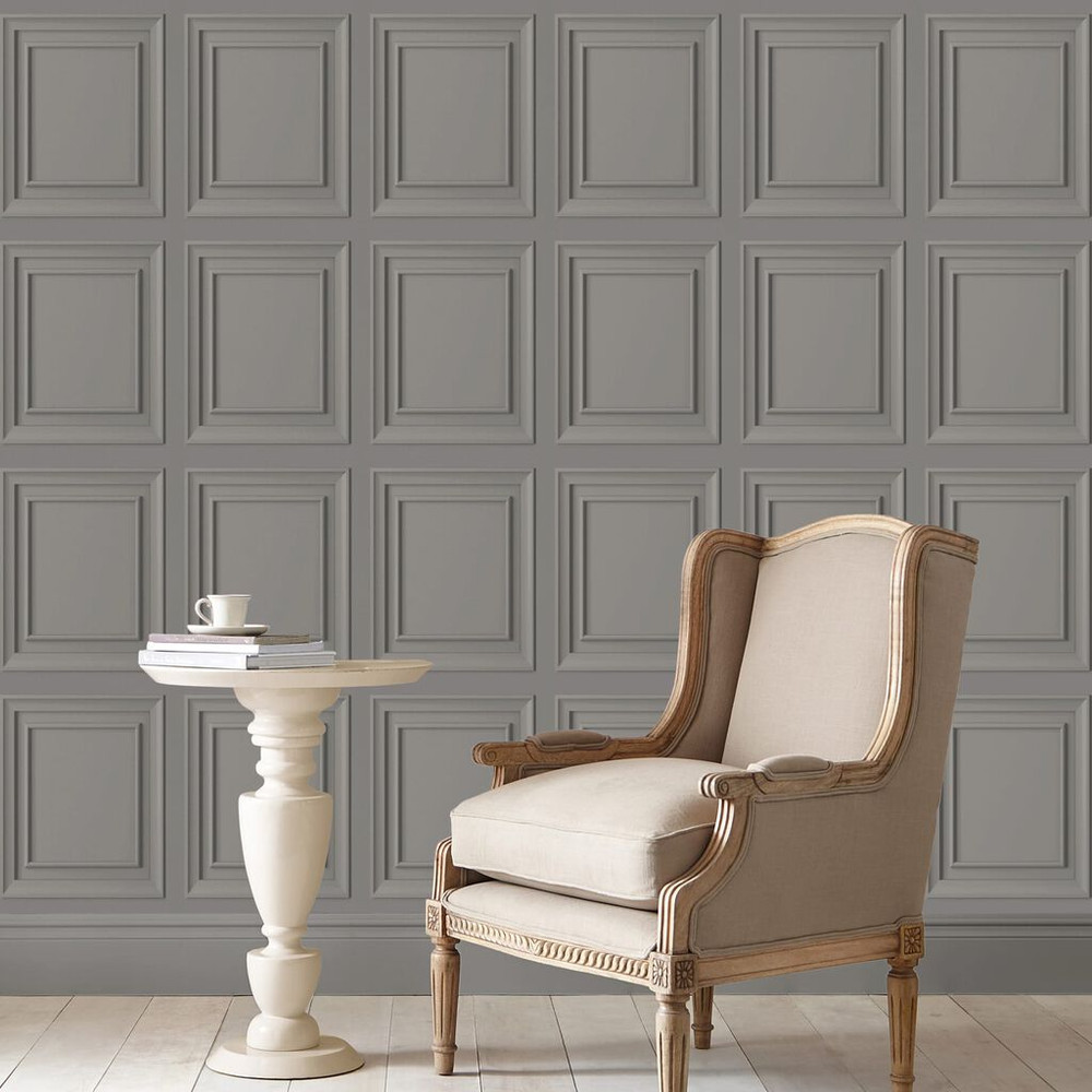 Laura Ashley Redbrook Wood Panel Pale Steel Wallpaper