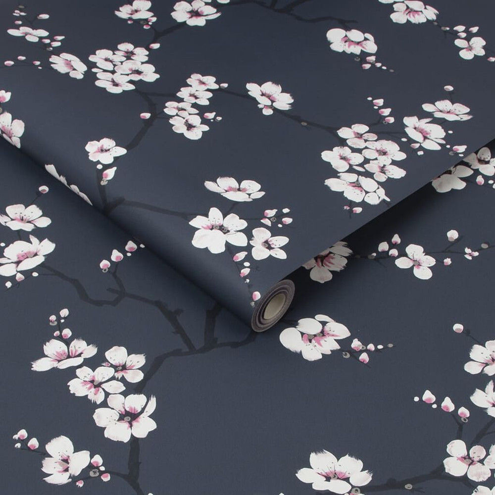 Apple Blossom Navy Wallpaper