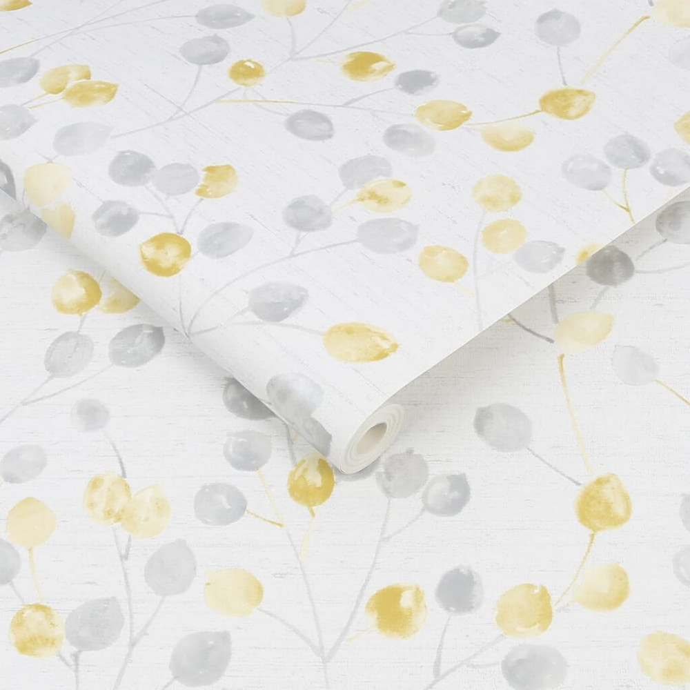 Honesty Grey & Ochre Wallpaper