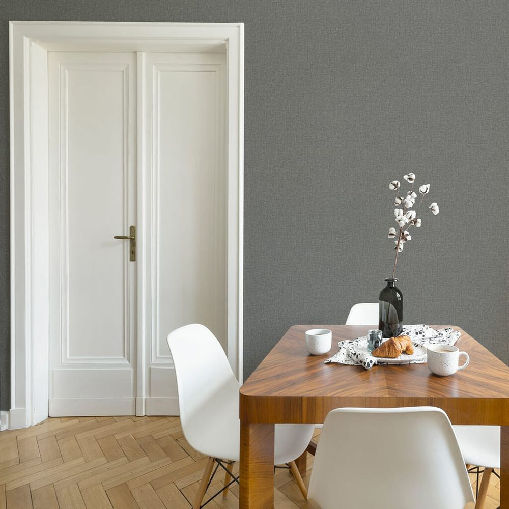 Fresca Plain Dark Grey Wallpaper