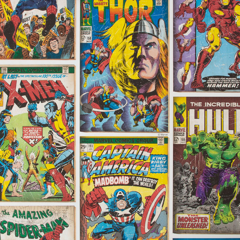 marvel action heroes multi-coloured wallpaper