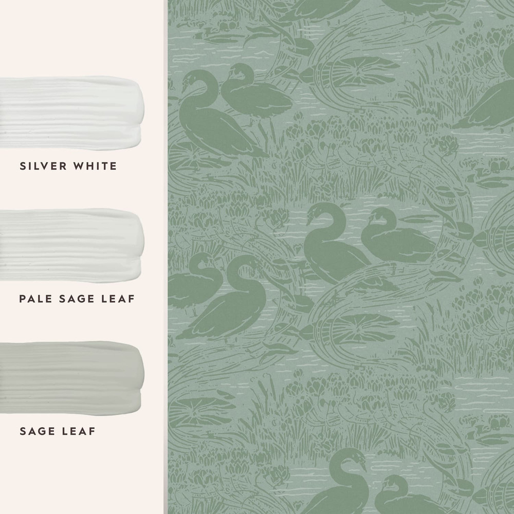 Laura Ashley Swans Jade Green Wallpaper