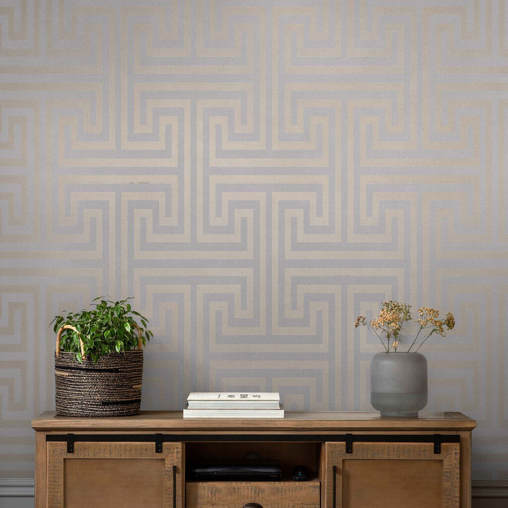 next metallic greek key grey wallpaper