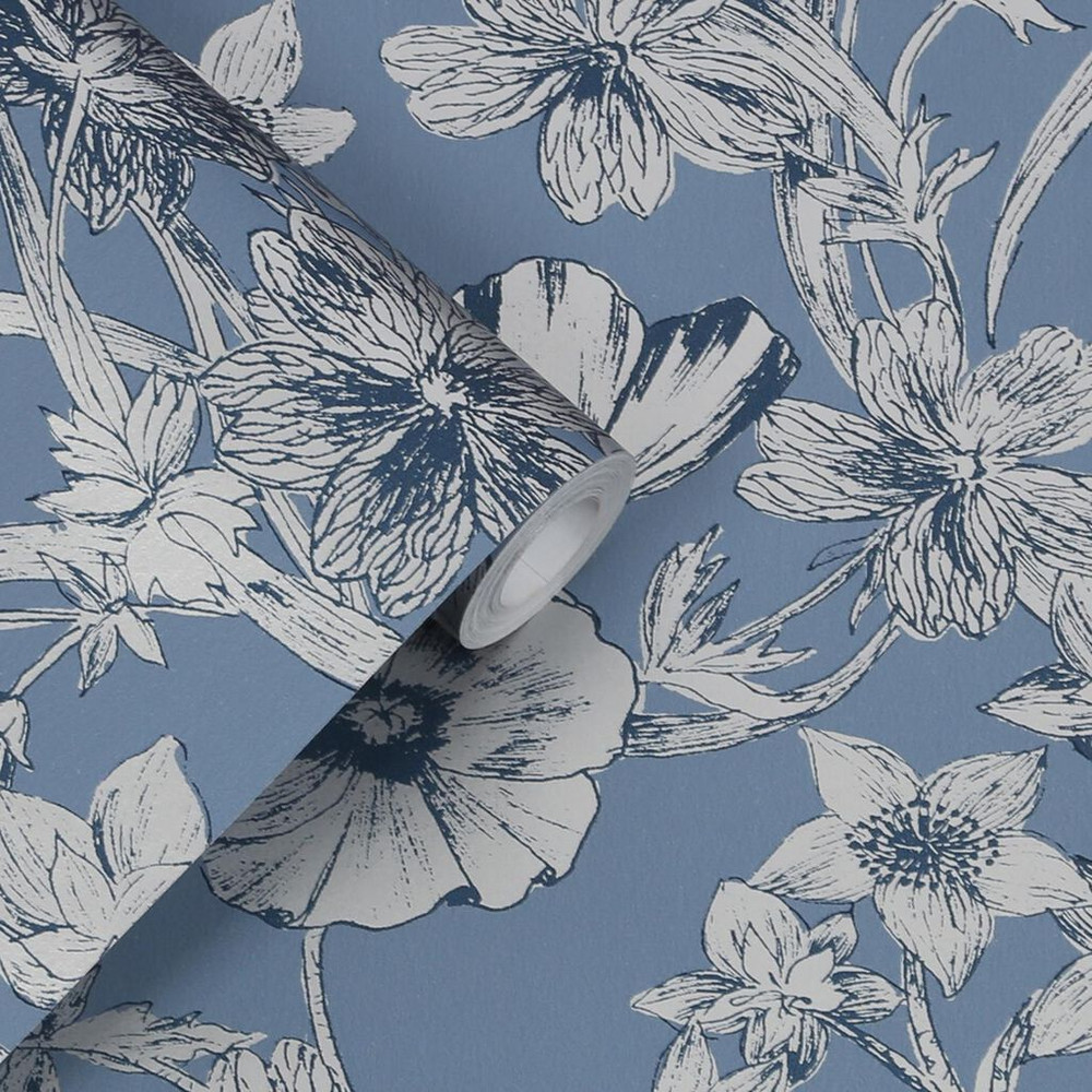 laura ashley summerhill midnight blue wallpaper