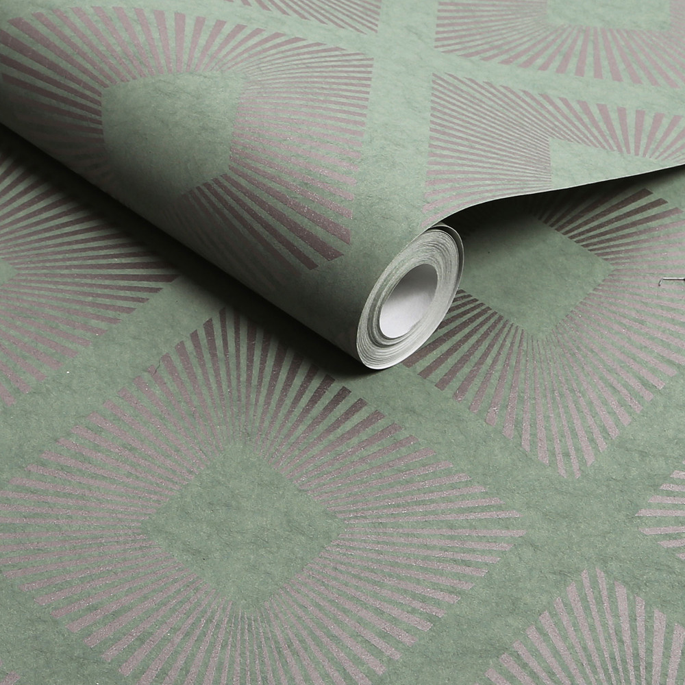 Next Deco Triangle Sage Wallpaper