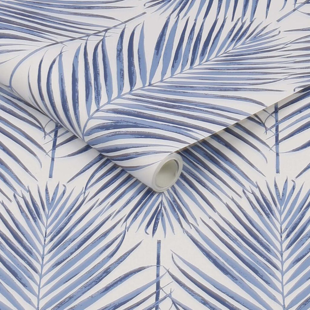 Transform Blue Palm Leaves Wallpaper