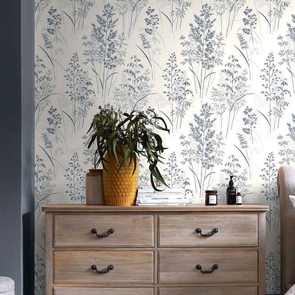 Next Leaf Sprigs Blue Wallpaper