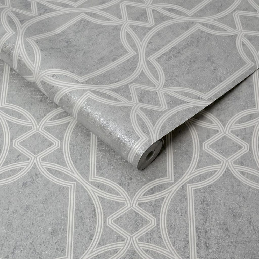 Deco Geo Soft Gray Wallpaper