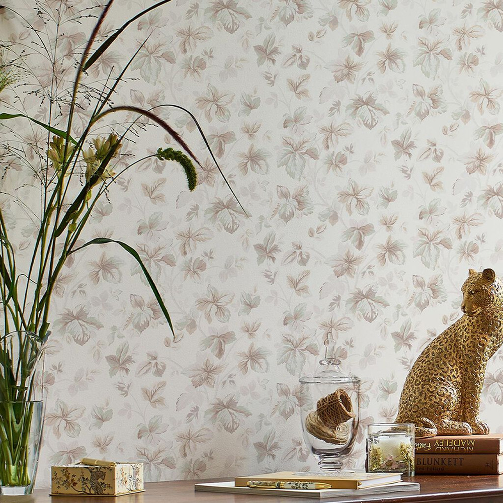 laura ashley autumn leaves natural wallpaper