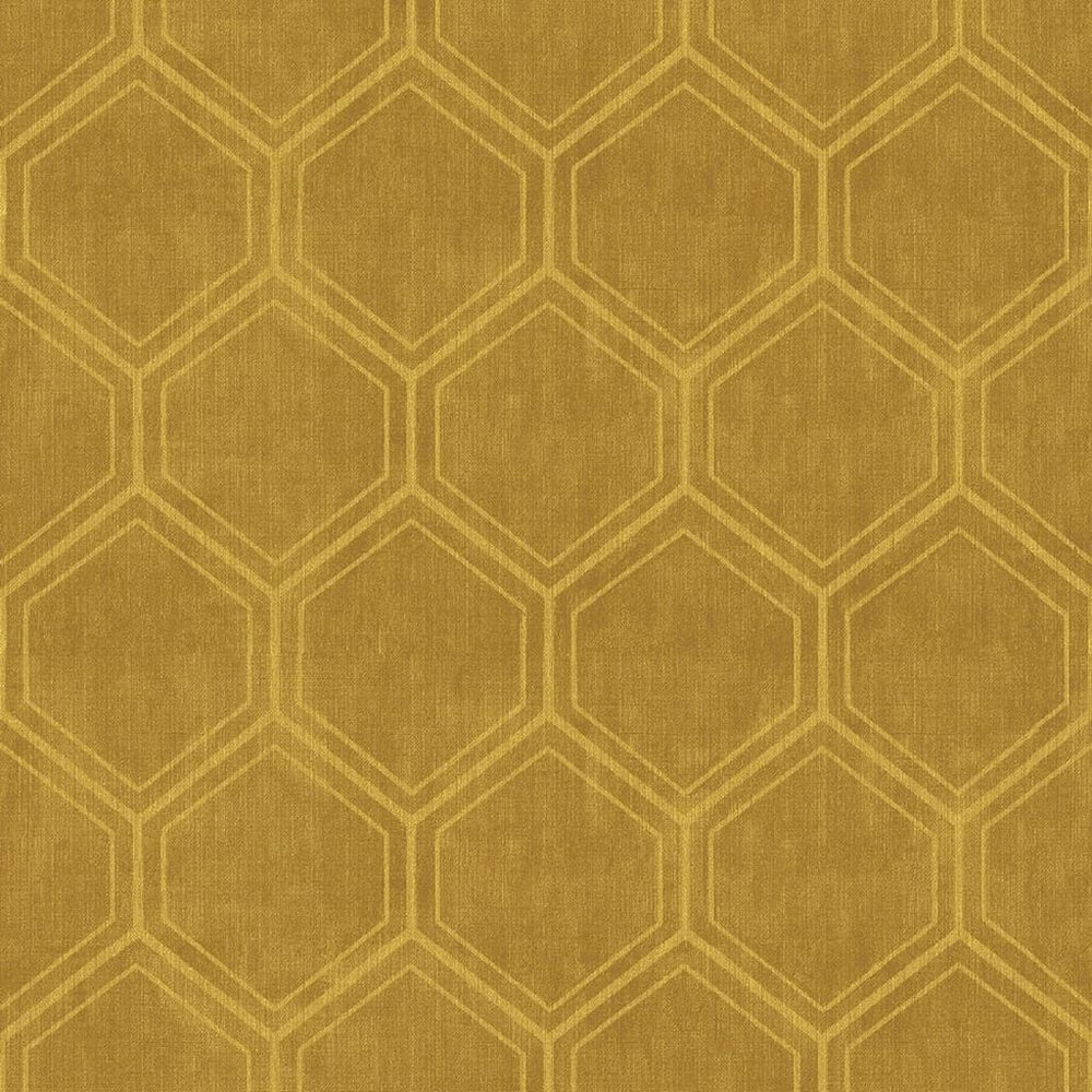 Hexagon Ochre Geometric Wallpaper