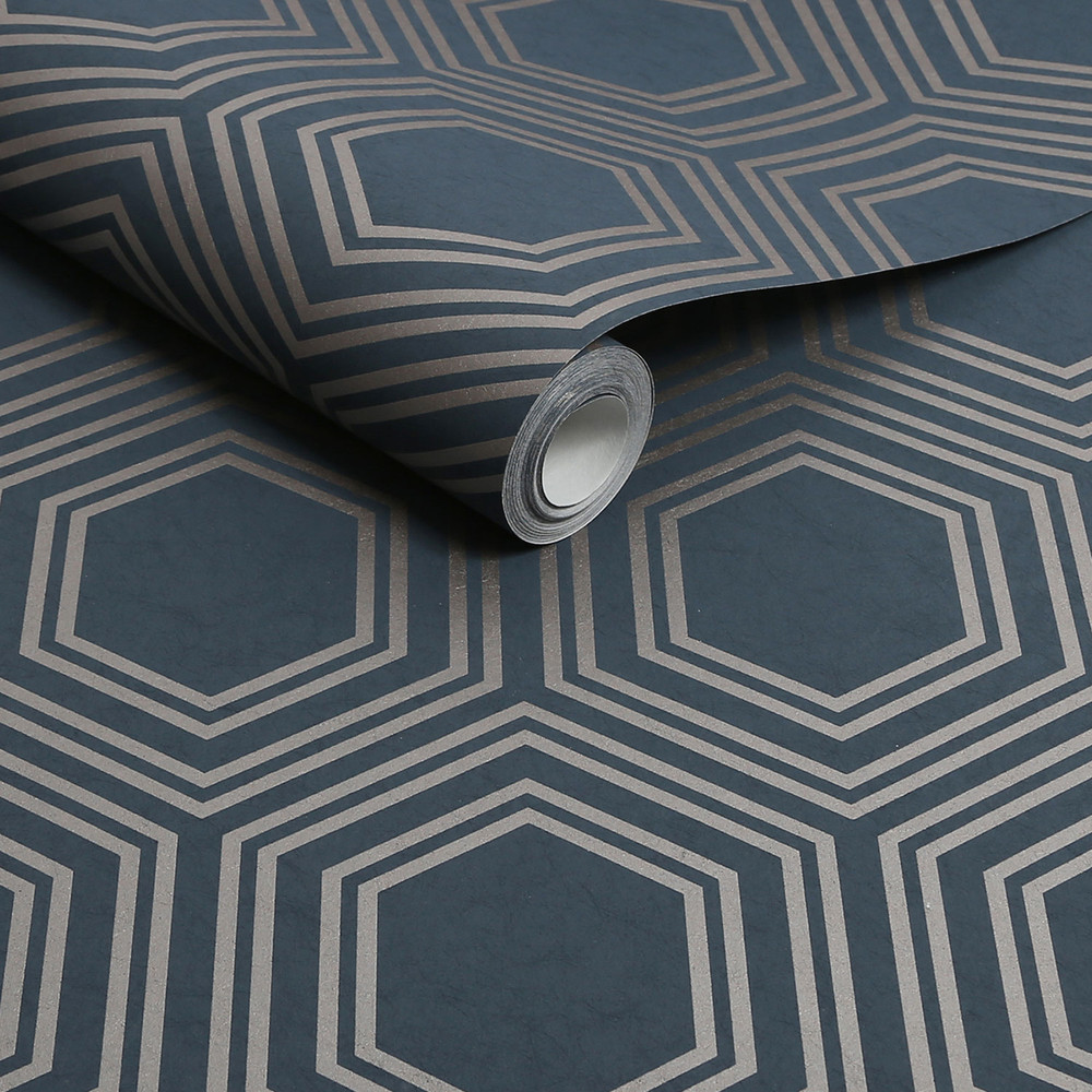 Next Honeycomb Geo Navy Wallpaper