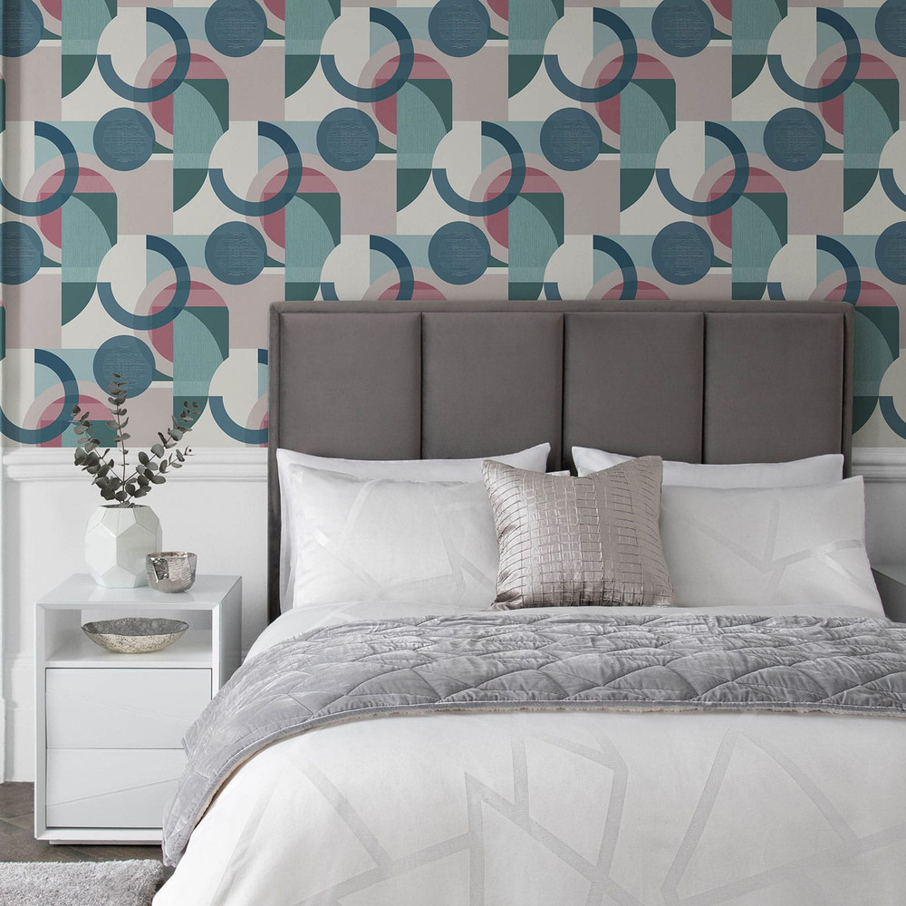 Next Retro Shapes Geo Teal Wallpaper