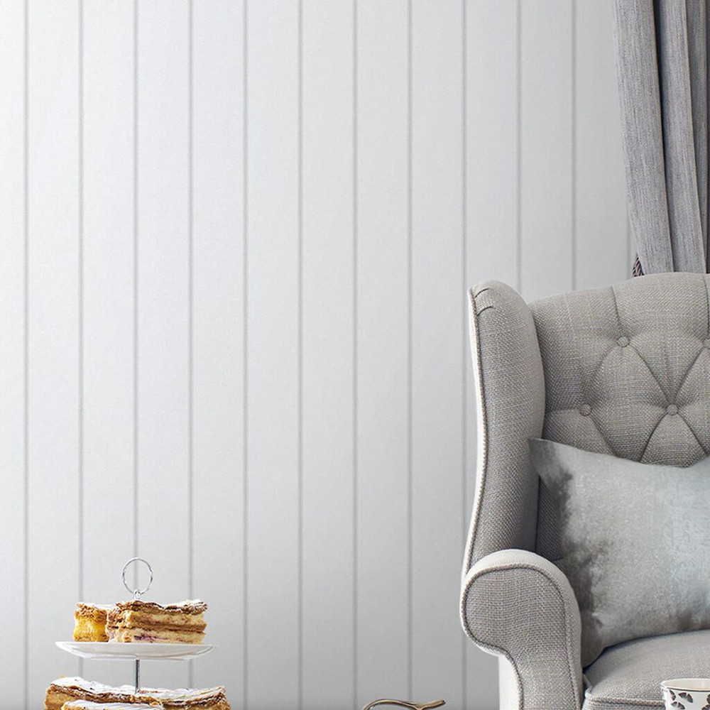 Laura Ashley Saltram Stripe Sugared Gray Wallpaper