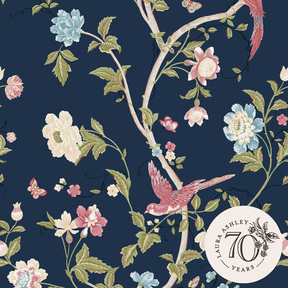 Laura Ashley Summer Palace Midnight Blue Wallpaper