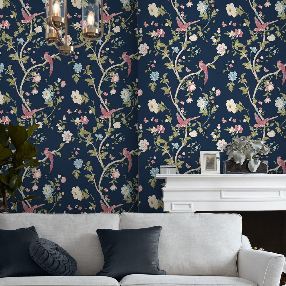 Laura Ashley Summer Palace Midnight Blue Wallpaper