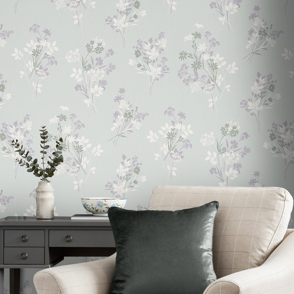 Laura Ashley Igerna Pale Duck Egg Blue Wallpaper