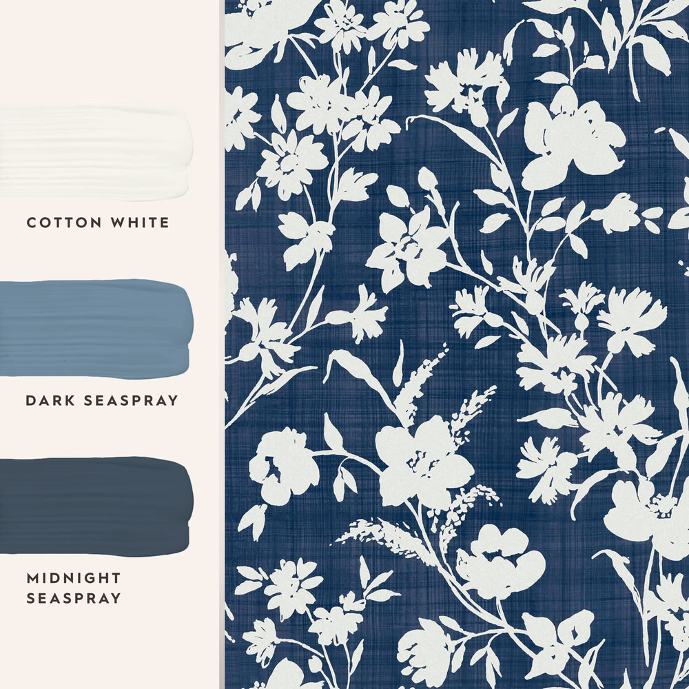 Laura Ashley Rye Midnight Seaspray Blue Wallpaper