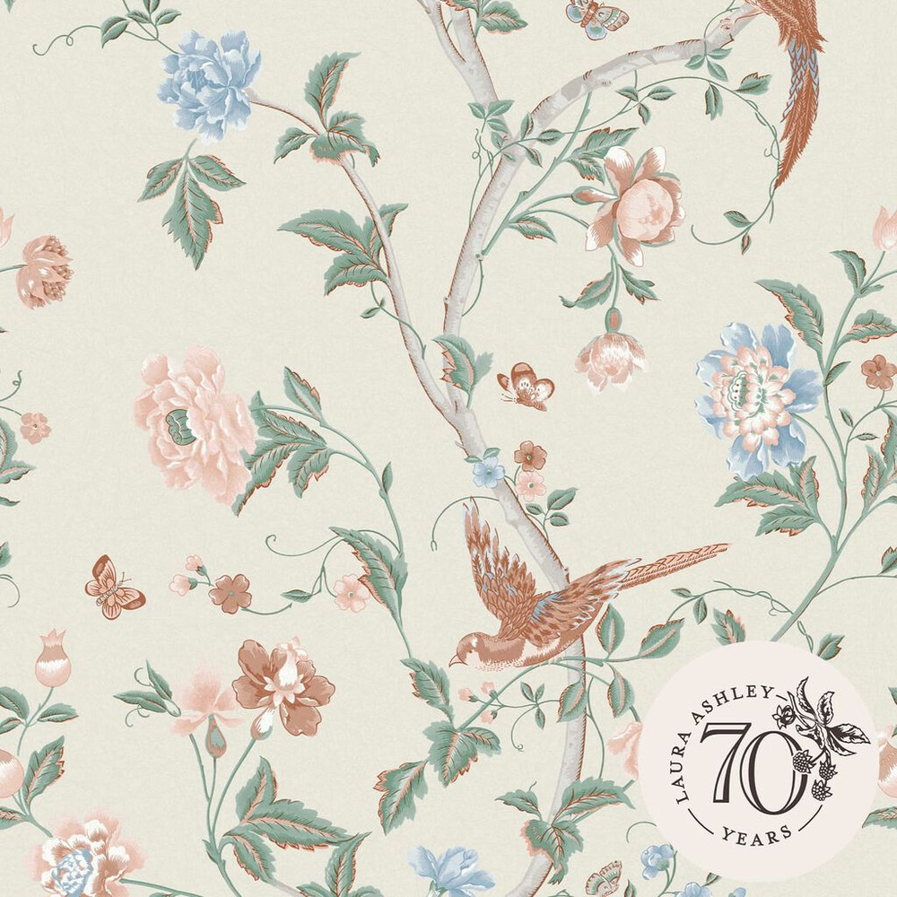 Laura Ashley Summer Palace Sage and Apricot Wallpaper